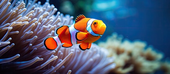 Gorgeous clownfish in the coral reef.