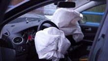 Airbags deployed in car accident. High quality FullHD footage
