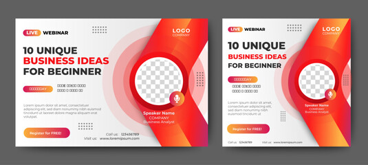 Fototapete - Online webinar conference banner template. web and social media layout. vector	