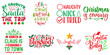 © David - Merry Christmas and Happy Holiday Invitation Set Christmas Vector Illustration for Decal, Label, Logo
