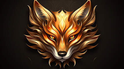 Wall Mural - a head fox logo design on a dark background. fox pattern details in luxury style