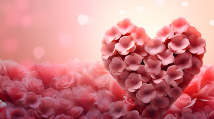 Wall Mural - Valentine's Day pink flower decorated with pink rose petal on romantic background Generative AI