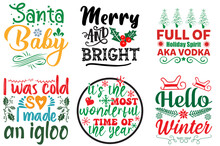 Merry Christmas And Winter Quotes Collection Christmas Vector Illustration For Announcement, Mug Design, Social Media Post
