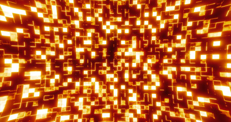Poster - Yellow orange energy glowing blocks digital futuristic squares computer bright background