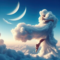 Wall Mural - A couple of lovers made from clouds. Created by ai generated
