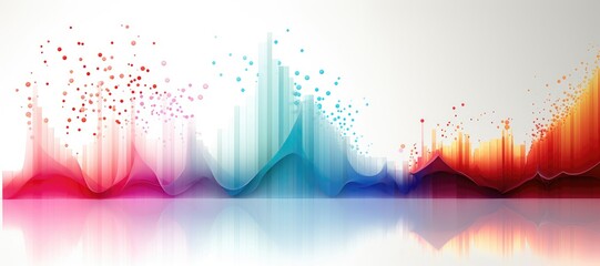 Wall Mural - in a wide-format abstract background image, rhythmic and colorful data visualizations are presented,