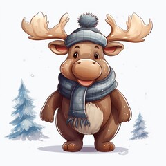 Sticker - Moose and christmas tree