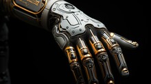 Modern High-tech Medical Cybernetic Bionic Hand Prostheses, Artificial Substitutes For Damaged Or Missing Upper Limbs.