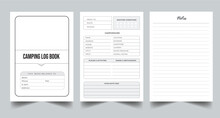 Editable Camping Log Book Planner Kdp Interior Printable Template Design.