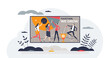 Company culture and human resources motivational work tiny person concept, transparent background.HR job with teamwork inspiration and personnel management illustration.