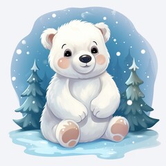 Poster - polar bear in the snow christmas concept