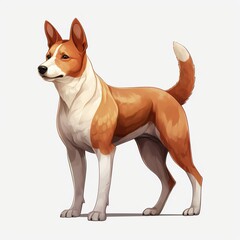 Wall Mural - Basenji dog on white background