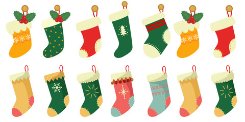 Wall Mural - flat christmas stocking handdrawn