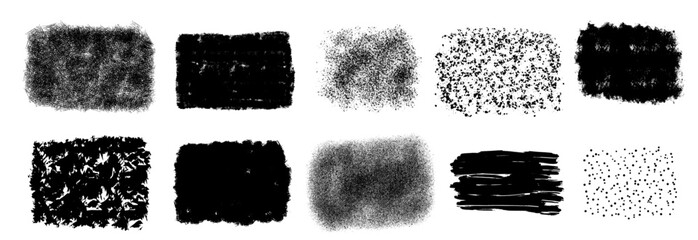 set of splashes. Black paint backgrounds and splatters.  Black ink spots set on white background. Ink illustration.