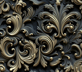 Poster - 3D Damask Seamless Patterns