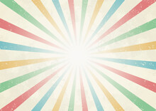 Vintage Sun Ray From Centre Circus Colorful Background