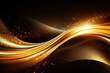 Abstract twisted liquid line shape gold luxury on black Background