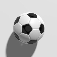 Wall Mural - Black and white colored traditional soccer ball on white background.