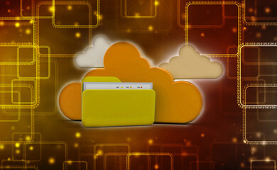 Poster - 3d rendering Cloud computing concept, Cloud internet technology concept background, Cloud computing and network data Storage concept