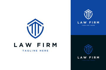 Wall Mural - logo design law firm or shield with building poles