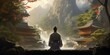 Martial arts practitioner Ancient Temple Tranquility in Japanese Mountains - Fantasy