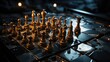 chess pieces on the board background and wallpaper