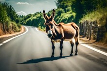 Donkey On The Road