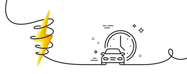 Poster - book car line icon. continuous one line with curl. rental time service sign. order transport symbol.