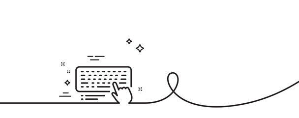 Poster - Keyboard line icon. Continuous one line with curl. Computer component device sign. Computer keyboard single outline ribbon. Loop curve pattern. Vector