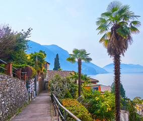 Sticker - The morning in mountain village on Monte Bre slope, Castagnola, Lugano, Switzerland