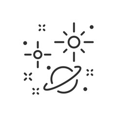 Wall Mural - planet and stars, linear icon. line with editable stroke