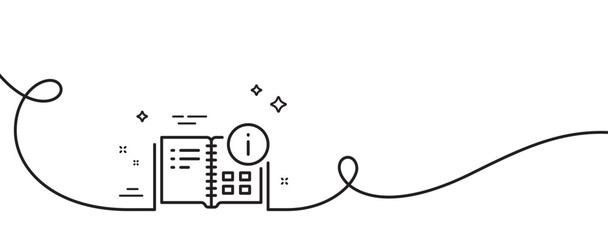 Poster - Instruction info line icon. Continuous one line with curl. Technical information sign. Instruction info single outline ribbon. Loop curve pattern. Vector