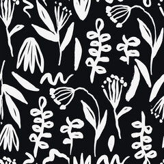 modern abstract floral vector pattern. collage contemporary seamless pattern. hand drawn cartoon sty
