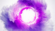 Ink water abstract circle explosion in the center.Fantasy cloud.Pink and Purple creative abstract background.Blurred white background.