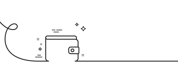 Poster - money wallet line icon. continuous one line with curl. cash symbol. payment method sign. money walle