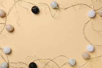 Wall Mural - Garlands on beige background, space for text