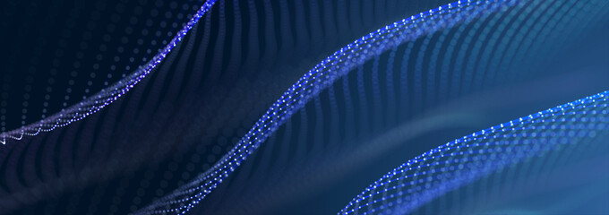Leinwandbilder - Technology background. Honeycomb concept. Big data. Hexagonal space with connected dots and lines. 3d