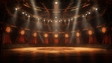 Fototapeta  - scene inside the circus arena stage with spotlights and lighting design 