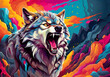 Poster colorato con animali - lupo