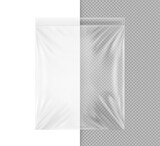 Fototapeta  - Transparent zip lock bag mockup. Hight realistic vector illustration isolated on white and grey backgrounds. Ready for  your design. EPS10.