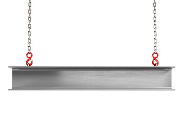 Lifting a steel beam isolated on a background. 3d illustration