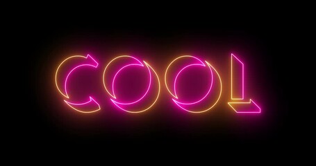 Fototapete - Neon-colored Cold word text animation with a glowing neon color moving outline on a dark background in 4k. Easy to use.