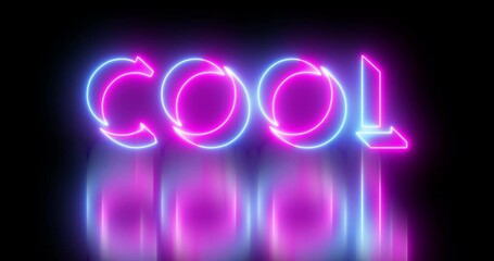 Fototapete - Neon-colored Cold word text animation with a glowing neon color moving outline on a dark background in 4k. Easy to use.