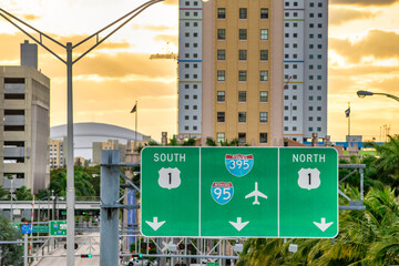 Poster - Downtown skyscrapers at sunset in Miami, Florida