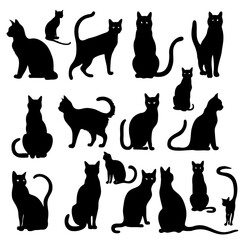 Set of vector isolated silhouettes of cats for your design