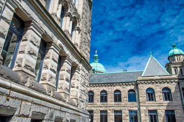 Sticker - Vancouver Island, Canada. City buildings in Victoria on a sunny day