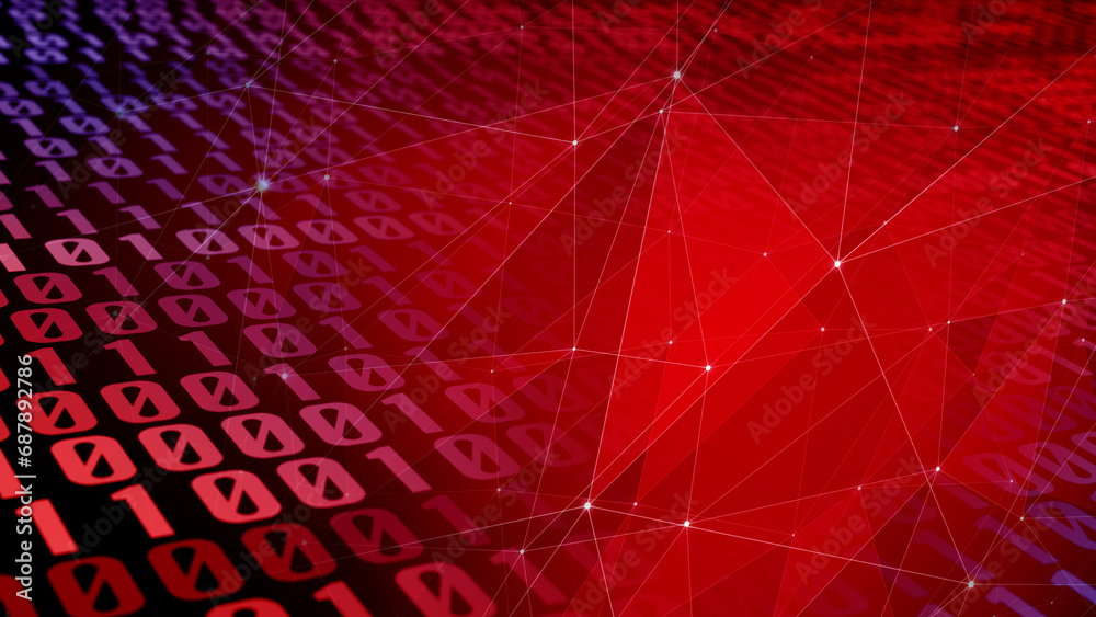 Binary code connected binary lines for machine learning, ai, cyber ...