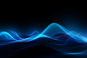 Wall Mural - curved blue neon light wave.