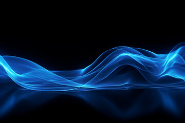 Wall Mural - curved blue neon light wave.