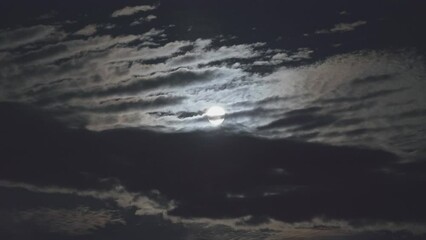 Wall Mural - Timelapse of night clouds covering moon light